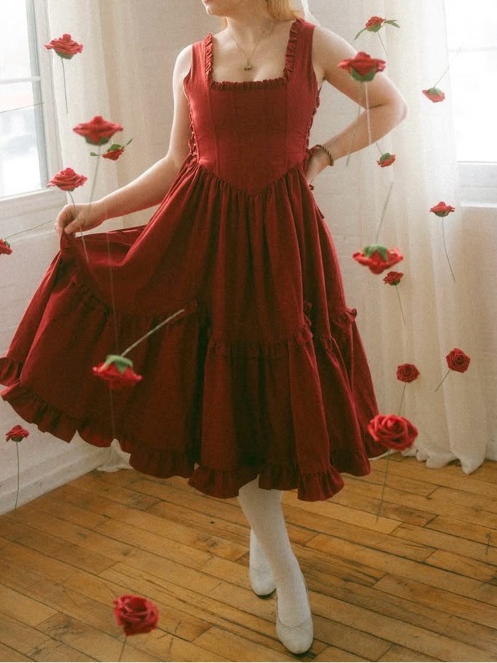 Holly Berry Carmilla Dress- adjustable size 6-10 petite